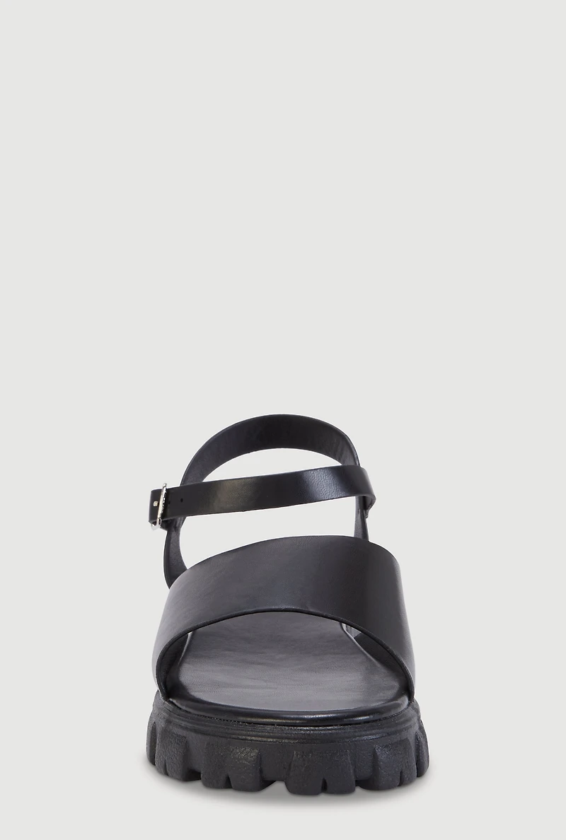Girls Single Band Ankle Strap Platform Sandals