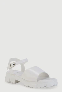 Girls Single Band Ankle Strap Platform Sandals