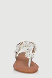 Girls Floral T-Bar Ankle Strap Sandals