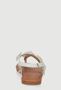 Girls Floral T-Bar Ankle Strap Sandals