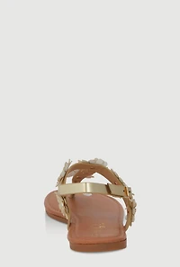 Girls Floral T-Bar Ankle Strap Sandals