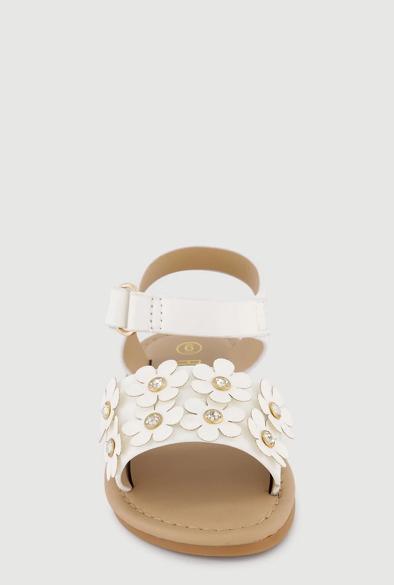 Toddler Girls Floral Band Velcro Ankle Strap Sandals
