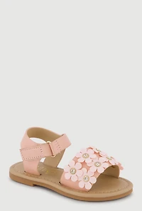 Toddler Girls Floral Band Velcro Ankle Strap Sandals