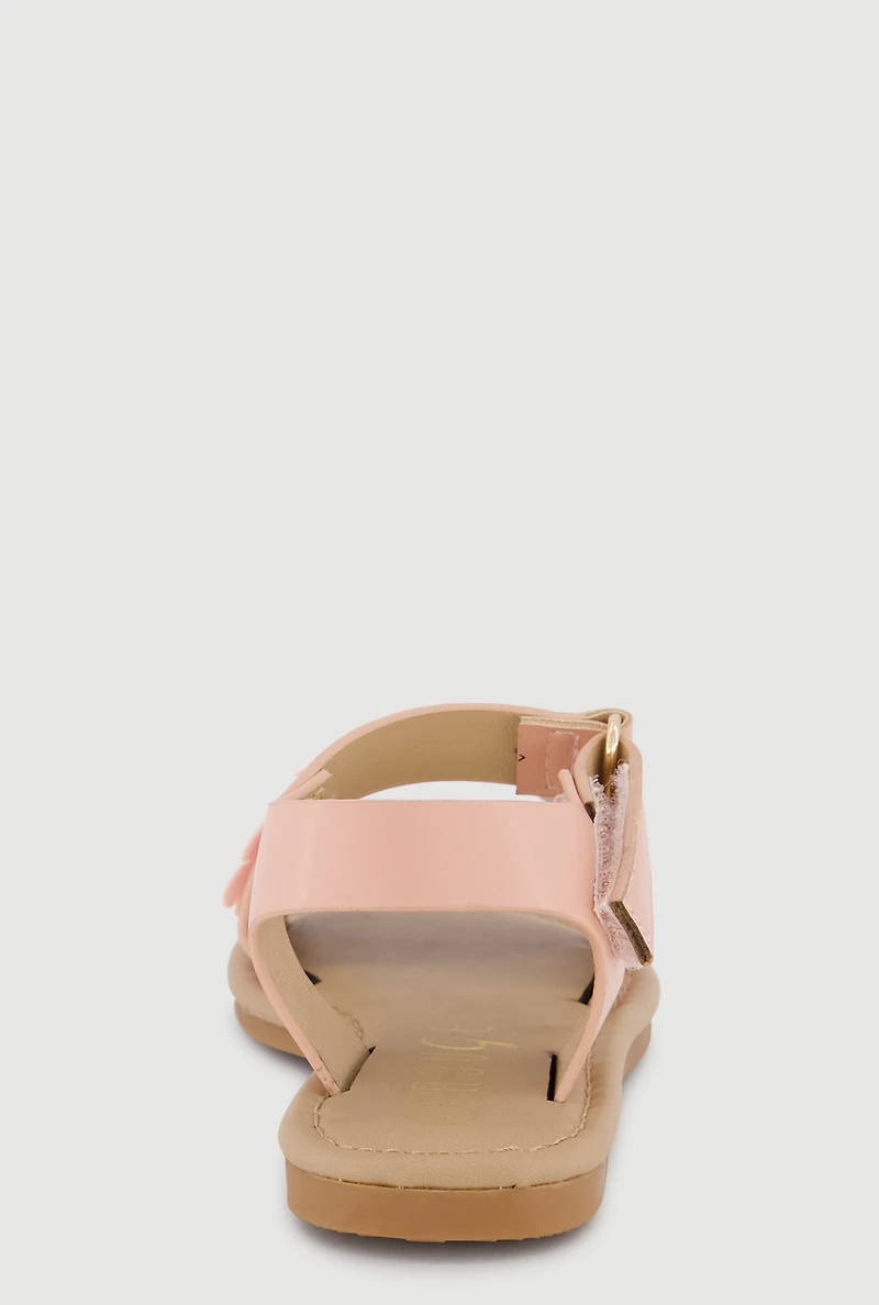 Toddler Girls Floral Band Velcro Ankle Strap Sandals