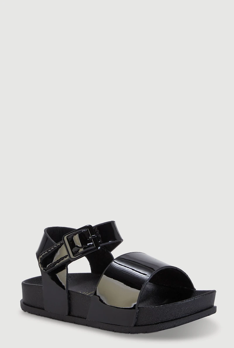 Toddler Girls Patent Faux Leather Velcro Strap Sandals