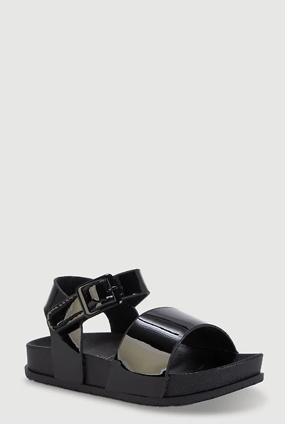 Toddler Girls Patent Faux Leather Velcro Strap Sandals