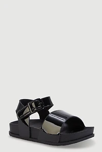 Toddler Girls Patent Faux Leather Velcro Strap Sandals