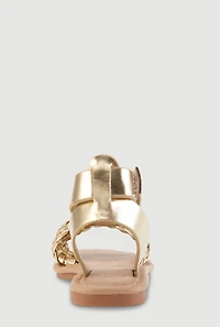 Toddler Girls Braided Band Velcro Ankle Strap Sandals