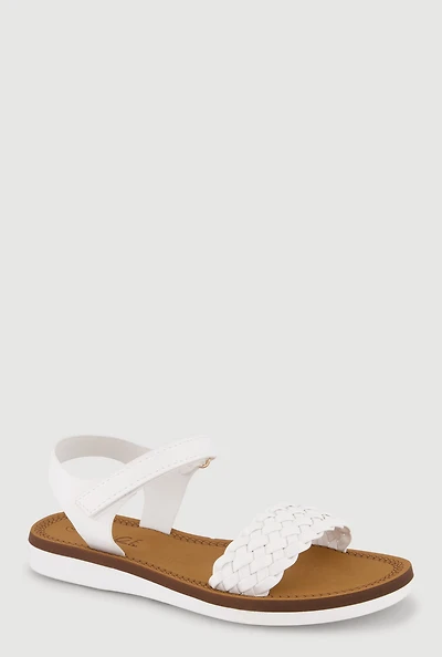 Girls Braided Band Velcro Strap Sandals