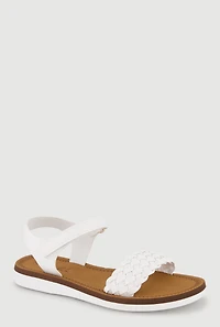 Girls Braided Band Velcro Strap Sandals
