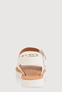 Womens Toddler Girls Metallic Heart Cut Out Sandals, White, Size 7