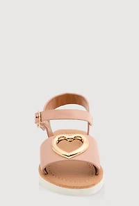 Womens Toddler Girls Metallic Heart Cut Out Sandals, Pink, Size 10