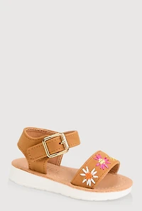 Toddler Girls Floral Decorative Stitch Sandals