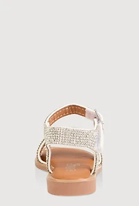 Womens Toddler Girls Rhinestone Studded Sandals, White, Size 7