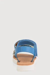 Womens Toddler Girls 3D Flower Band Velcro Strap Sandals, Blue, Size 8