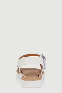 Womens Toddler Girls Rhinestone Floral Band Sandals, White, Size 7