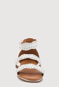 Womens Toddler Girls Studded Ankle Strap Sandals, White,