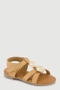 Toddler Girls Metallic Seashell Charm Gladiator Sandals
