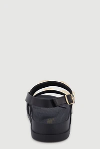 Girls Metallic Charm Double Band Sandals