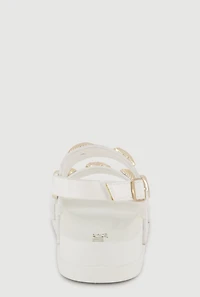 Girls Metallic Charm Double Band Sandals