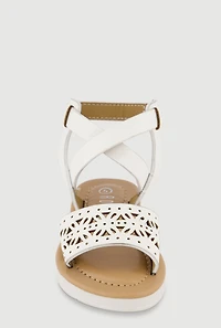 Toddler Girls Cutout Band Criss Cross Ankle Strap Sandals