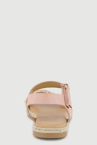 Girls Woven Band Velcro Ankle Strap Espadrille Sandals