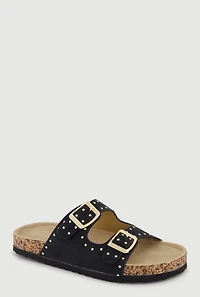 Girls Studded Double Buckle Footbed Sandals