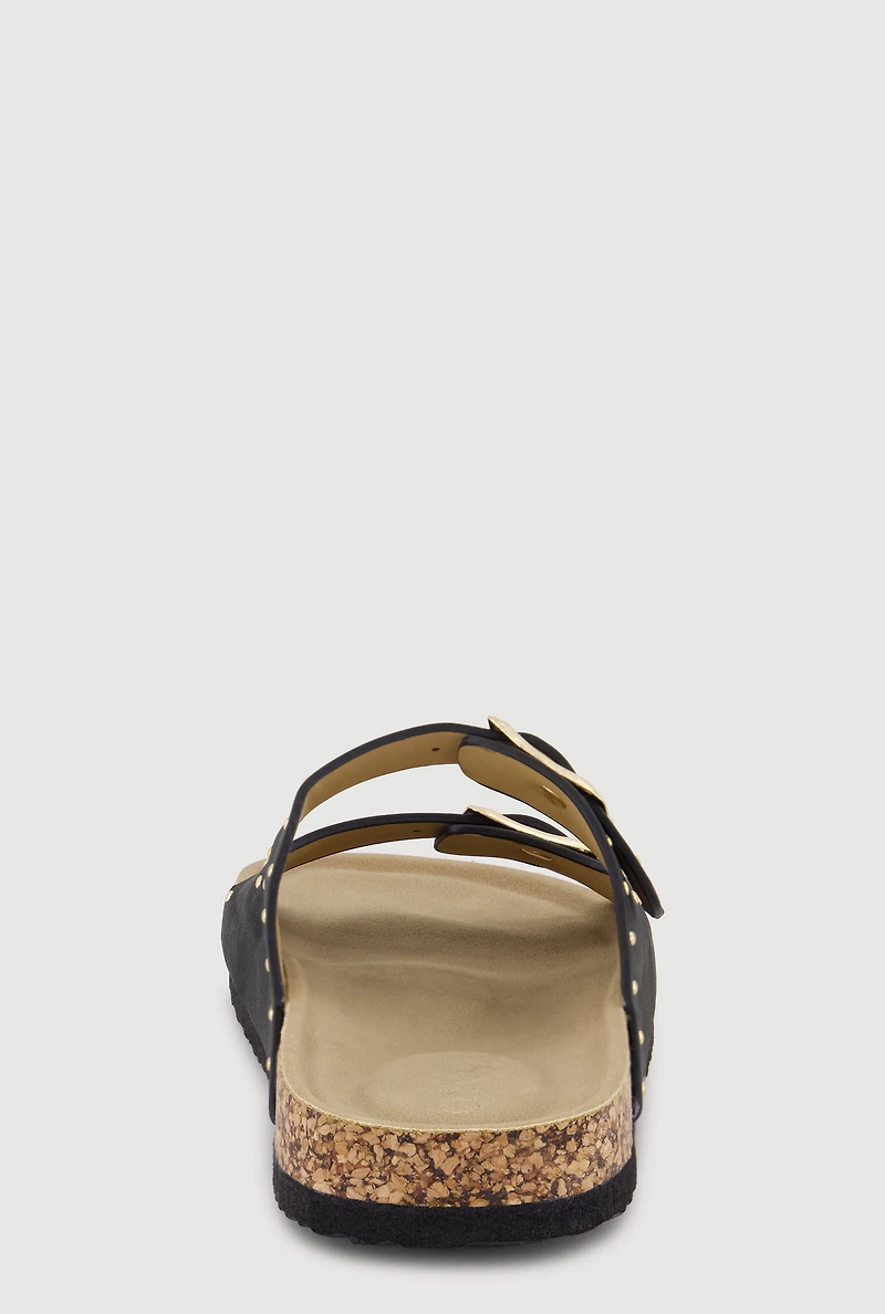 Girls Studded Double Buckle Footbed Sandals