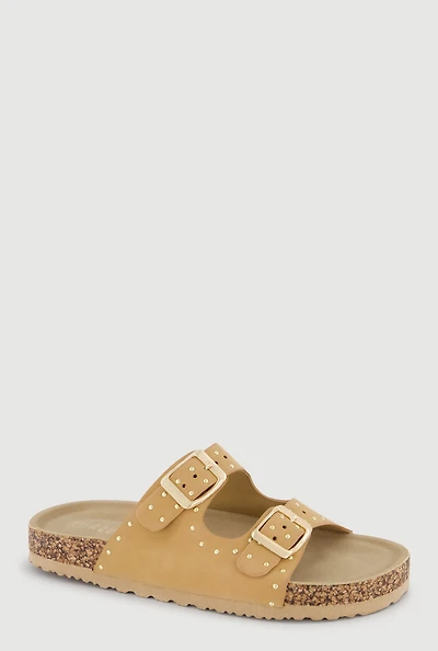 Girls Studded Double Buckle Footbed Sandals