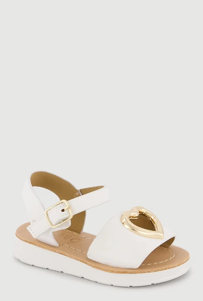 Toddler Girls Metallic Heart Cut Out Band Sandals