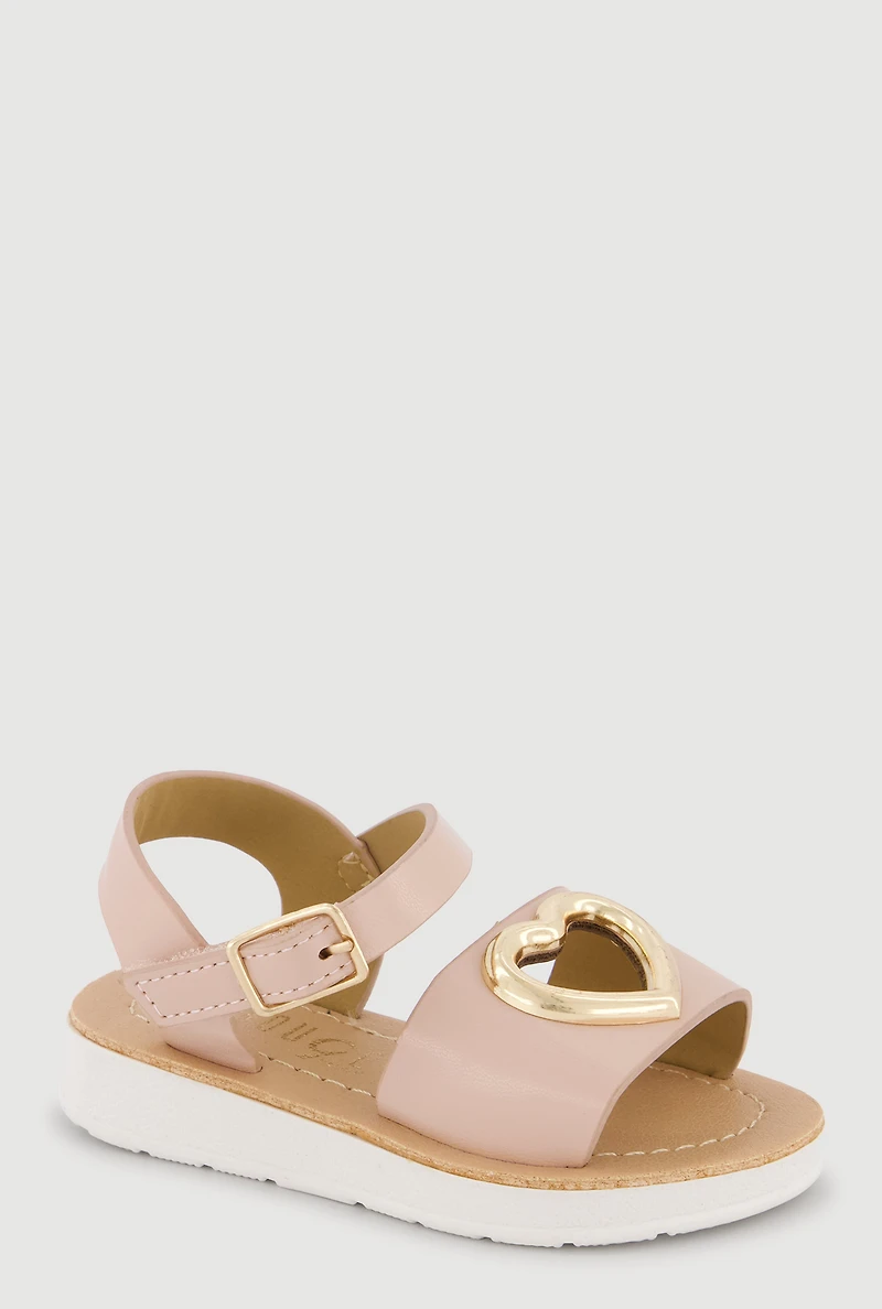 Toddler Girls Metallic Heart Cut Out Band Sandals