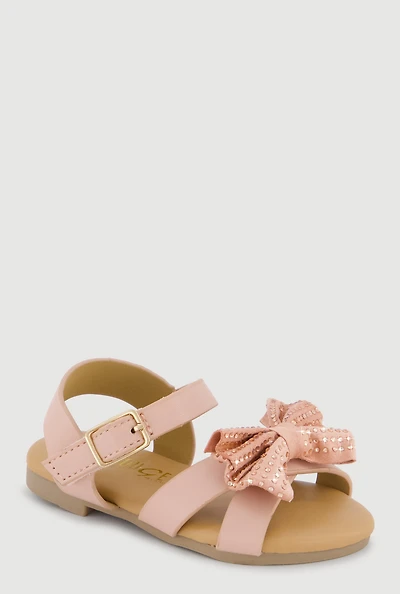 Toddler Girls Rhinestone Bow Band Sandals