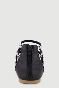 Girls Zip Back Rhinestone Strappy Sandals