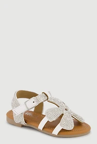 Toddler Girls Rhinestone Flower Ankle Strap Sandals