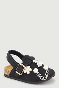 Toddler Girls Rhinestone and Faux Pearl Charm Slingback Clogs