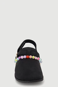 Girls Beaded Velcro Strap Slingback Clogs