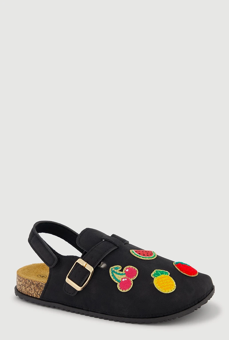Girls Fruit Patch Velcro Strap Clogs
