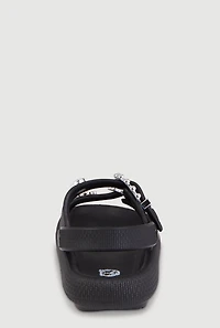 Girls Beaded Buckle Rhinestone Detail Double Band Sandals