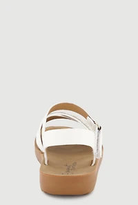 Girls Rhinestone Heart Detail Band Velcro Ankle Strap Sandals