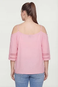 Plus Quarter Sleeve Cold Shoulder Blouse