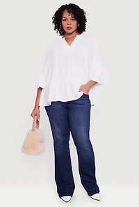 Plus Notch Neck Peplum Top