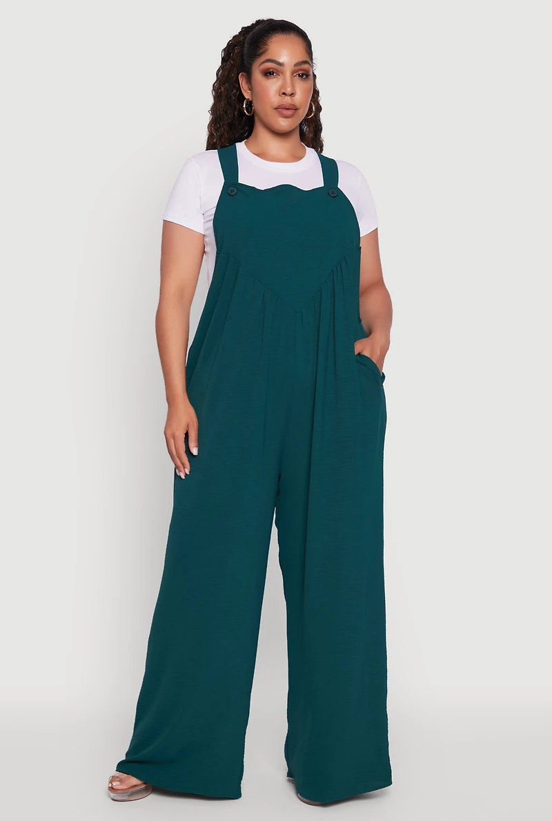 Plus Crepe Knit Wide Leg Jumpsuit
