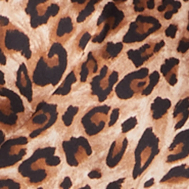 Plus Satin Leopard Print Faux Wrap Crop Blouse