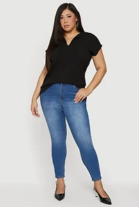 Plus Crepe Knit Short Sleeve Blouse
