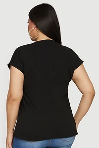 Plus Crepe Knit Short Sleeve Blouse
