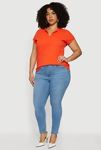 Plus Crepe Knit Short Sleeve Blouse