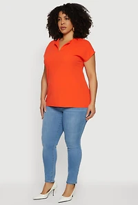 Plus Crepe Knit Short Sleeve Blouse