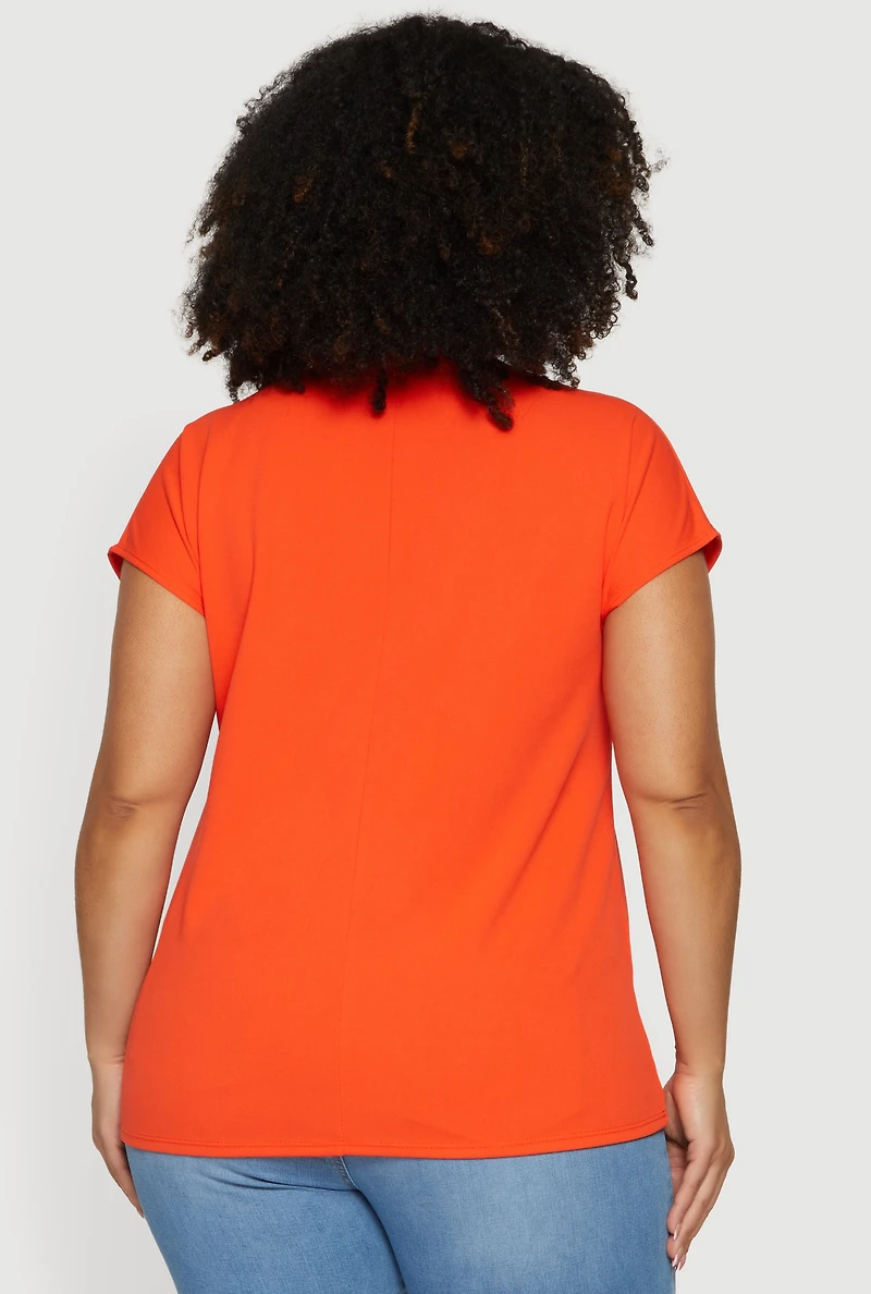 Plus Crepe Knit Short Sleeve Blouse