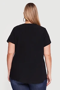 Plus Cowl Neck Crepe Knit Blouse