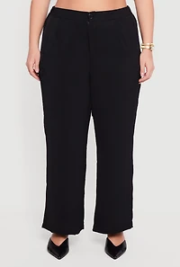 Plus Crepe Knit High Waist Straight Leg Pants